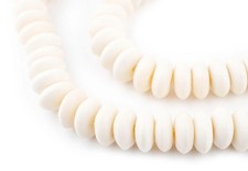 White Bone Mala Disk Beads 12mm Nepal Large Hole 24 Inch Strand