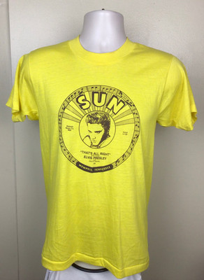 Vtg 80s Elvis Presley Sun Records T-Shirt Yellow S/M That s All Right 