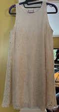 Altar'd State Floral Lace Crocheted Sleeveless Ivory Lined Mini Dress Size M
