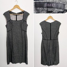 Coast Grey Wool Blend Classic Pencil Wiggle Work Office Dress Size 12