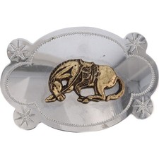 Bucking Bronc Bronco Saddle Horse Rodeo Cowboy Western 80s Vintage Belt Buckle