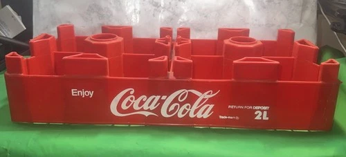 Vintage Coca Cola 2 Liter Crate Carrier Plastic Red Collectible 8 Bottle P-37