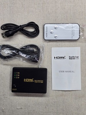 HDMI-compatible Switcher 4K HD1080P For HDTV DVD BOX  With IR Remote, 3 in 1 out