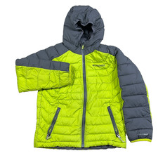 Columbia Puffer Jacket Boys Small Green Gray Parka Coat Ski Winter Youth Kids
