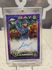 2024 Topps Chrome-Rookie Autographs Junior Caminero Purple Speckle Refractor/299
