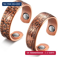 2 pcs Copper Magnetic Ring for Women Men 100 Solid Pure Copper Adjustable FAST