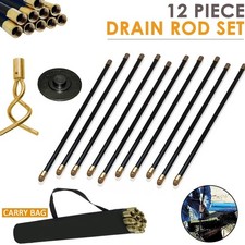 12 Piece Drain Rod Set 9m Plumbing Cleaning Unblock Drainage Worm Screw Plunger