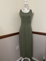 Rainbow Olive Green Maxi Dress Size 4 6 BNWT Side Button