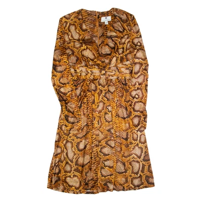 Robe Évasée Ajustée Femme ALTUZARRA Imprimé Animal Marron Longueur Genou UK 8 - Photo 1/4