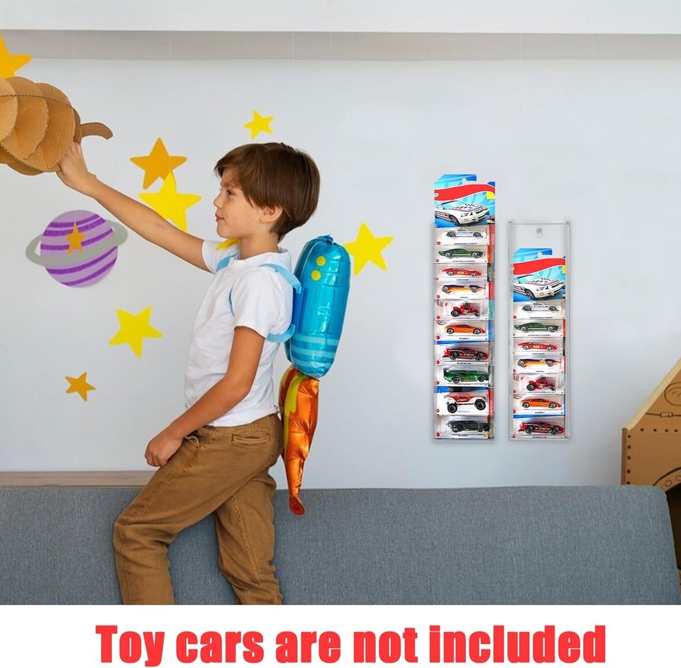 5 Pack Acrylic Model Car Display Case Wall Mount Compatible with Hot