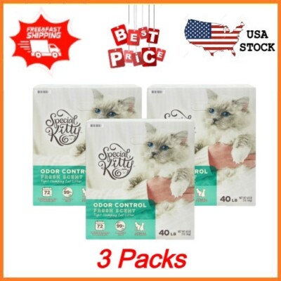 Special Kitty Odor Control Tight Clumping Cat Litter, Fresh Scent, 40lb, 3 packs