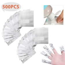 500PCS Aluminium Foil Nail Wraps Soak Off Gel Polish Remover Cleaner Cotton Pad