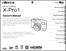 FujiFilm FinePix X-Pro1 Digital Camera Owner's Manual User Guide Instruction