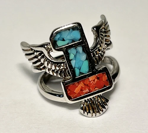 ✨ Vintage 1970s Harley Davidson 1 Turquoise Biker Silver Ring Sizes 5 6 7 8 10✨