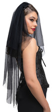 Black Veil Adults Halloween Gothic Bride Fancy Dress Prop Ladies Mesh Veil