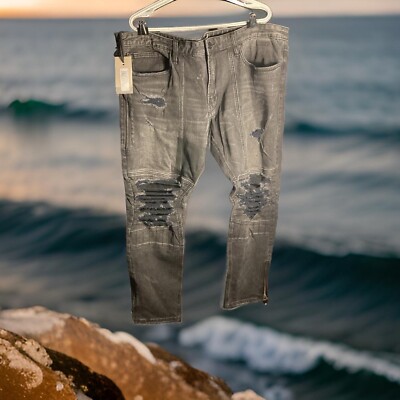 ViDL Los Angeles Mens Distressed Grey Denim Jeans Size 42