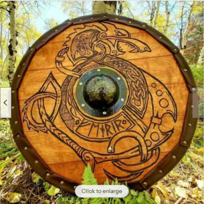 Viking Arm Knight Shield Handcrafted Dargon Round Shield Arm Christmas Gift