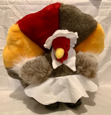 Vtg People Pals Lady Thanksgiving Turkey Plush 12”