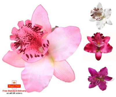 Orchid Flower Hair Clip Slide Grip Wedding Bridesmaid Prom Ball Vintage Pinup - Image 1 of 4