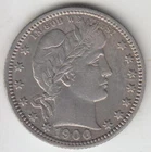 BETTER DATE BARBER QUARTER 1900-O VF-XF