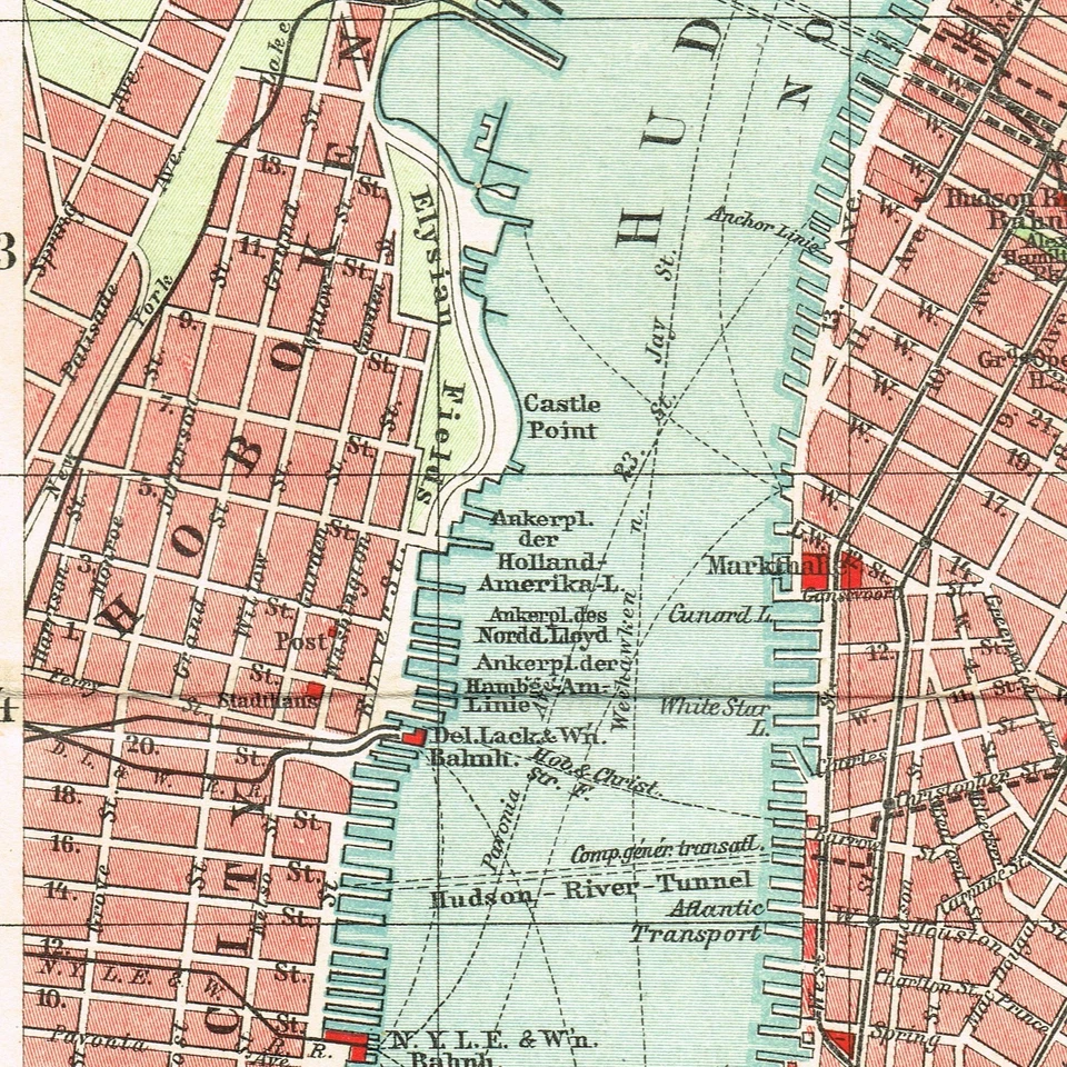 ¡NUEVA YORK 1910 CON FECHA! Mapa Original Plan Brooklyn Manhattan Estado de Nueva York Estados Unidos Foto 4 de 4