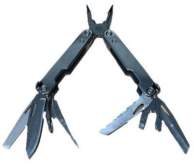 Multi-Tool 9-Function Silver-Tone Stainless Steel Unbranded EUC