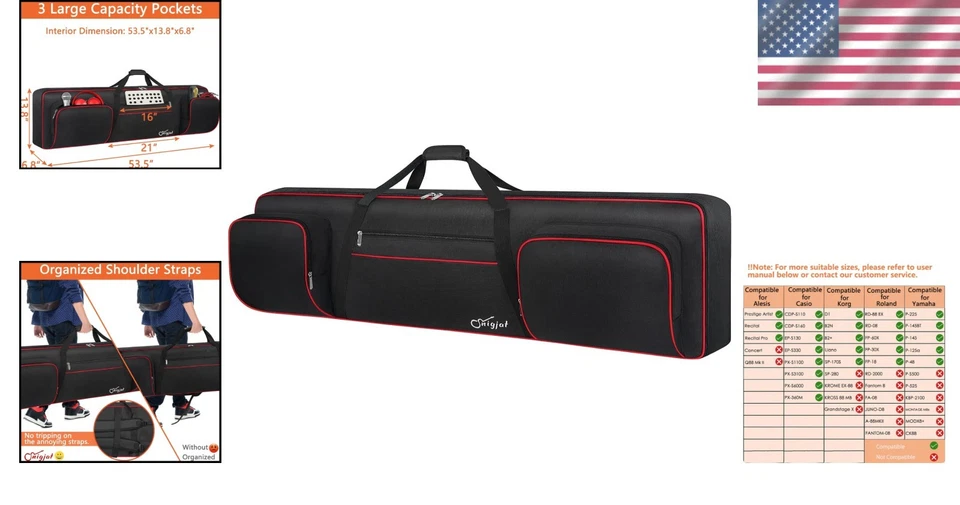 Padded 88 Key Keyboard Case with Shoulder Straps - Image 2 of 4