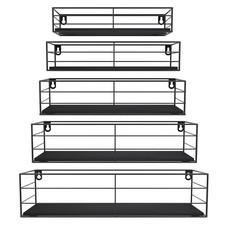 Floating Shelves Wall Mounted Set of 5, Black Hanging Storage Wall Shelf for ...
