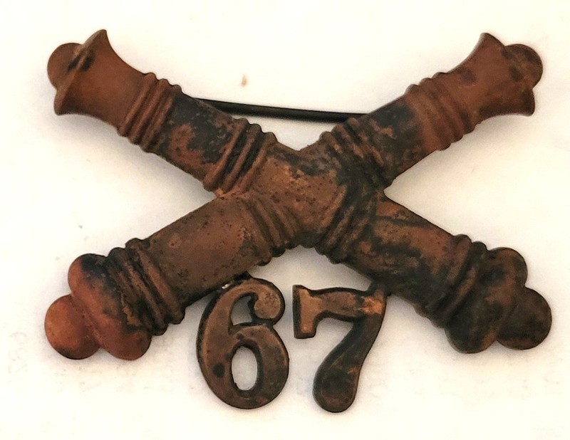 U.S. 67th Artillery Collar Insignia 1902-1905 Original Nice