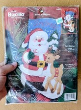 Bucilla 84844 Santa Raindeer 18" Felt Stocking NEW