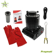 Upgraded Electric Gold Melting Furnace Forge kit+Mesh 3KG Crucible 1400W new