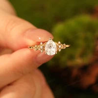6ct Pear Cut Moissanite/VVS1 Engagement Band Ring 925 Yellow Sterling Silver