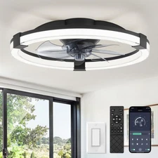 Ceiling Fans with Lights, 20 Inch Low Profile Ceiling Fan with remote, 6 Spee...