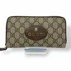 Gucci Portefeuille Long GG Supreme Métal Chat PVC Fermeture Éclair Ronde