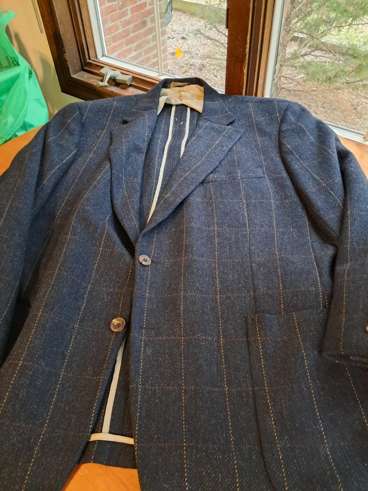Vintage Paul STUART II Windowpane Check Sport Coat Mens 48 Tall - Image 4 of 4