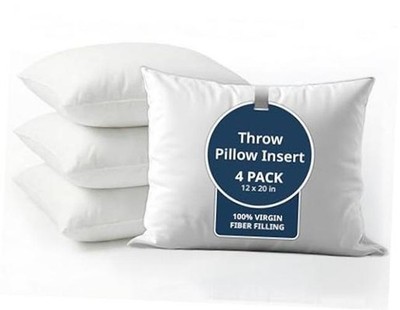 12x20 Pillow Insert - Set of 4 White Decorative Pillow for 12'' x 20'' 01: White