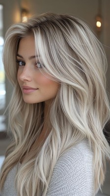 Balayage Ash Blond Creamy Blonde Wigs 100% Human Hair Lace Front Wigs Dark Roots