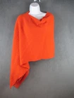 J Jill Poncho Womens One Size Orange Wool Cashmere Knit Asymmetrical Wrap Kimono