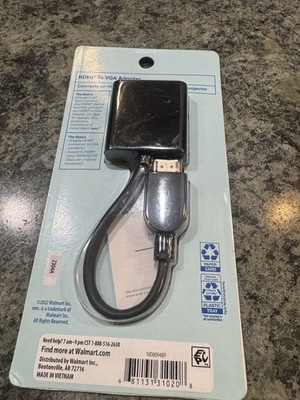 ONN HDMI to VGA Adapter, HDMI Male to VGA Female, Black, 100009489