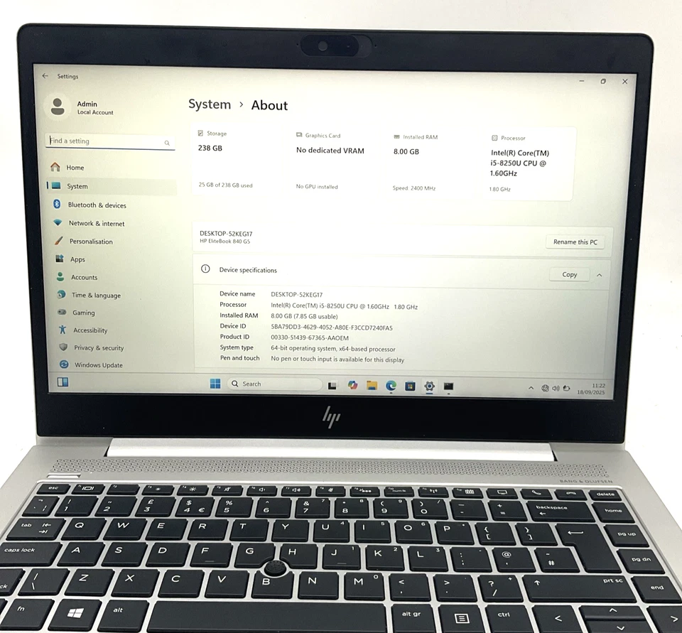 HP EliteBook 840 G5 · i5-8250U · 8GB · 256GB, photo 3 of 5