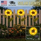 3 LED Sunflower Solar Garden Stake Lights Waterproof Outdoor Yard Decor