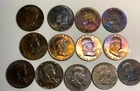 4 X Kennedy Halves and 9 X Franklins halves toned silver