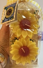 Sunflower Floating Candle Handcrafted in America NOS VTG Set of 2 Burns 6-8 hrs