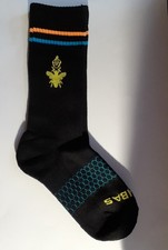 25 Bombas Black with Orange and Blue Stripe Calf Socks, Size Small - New