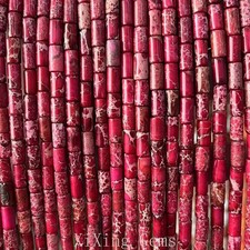 4x8mm Red Cylinder Tube Natural Sea Sediment Jaspers Beads for Jewelry Making