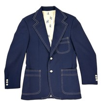 Vtg 70  s Levi's Panatela Leisure Mens Sport Coat Blazer Navy Grunge 38-40  Chest