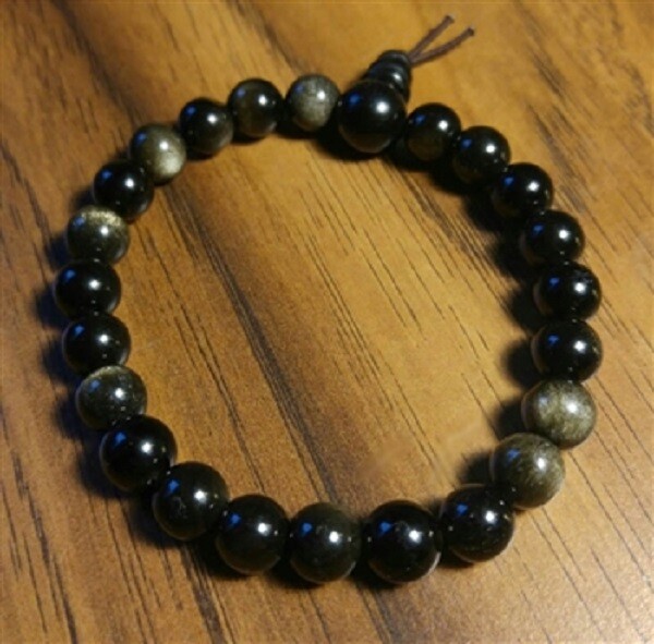  Gold Sheen Obsidian Wrist Mala - Prayer Beads - 8mm   #41045