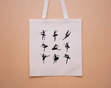 Ballerinas Canvas Bag Tote, Cotton Reusable Bag, Grocery Bag