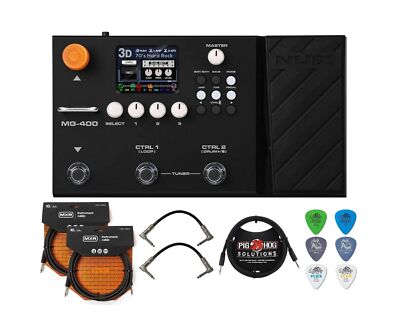 NUX MG-400 Multi Effects Pedal Bundle with 2 MXR Instrument Cables 