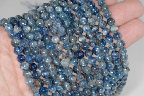CUENTAS SUELTAS REDONDAS DE 6-7 MM DE PIEDRAS PRECIOSAS DE CIANITA GRADO AA DE 6-7 MM 15,5" - Imagen 2 de 4